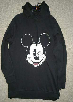 Худі з начосом бавовна дісней h&m disney mickey mouse long hoodie, oversized, size xs