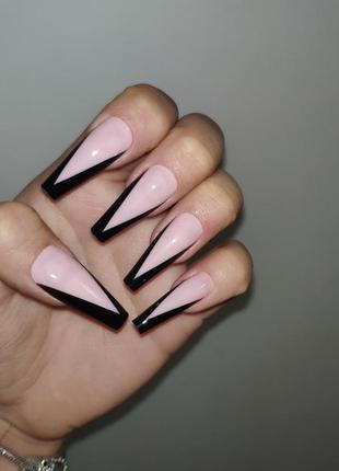 Накладные ногти французский чёрный