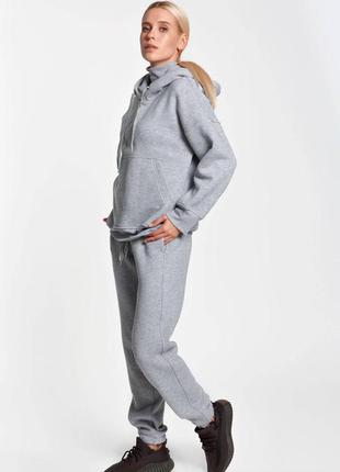 Женский теплый серый спортивный костюм на флисе, размер s, m, l, xl