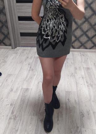 Тепле плаття туніка жилет без рукавів!