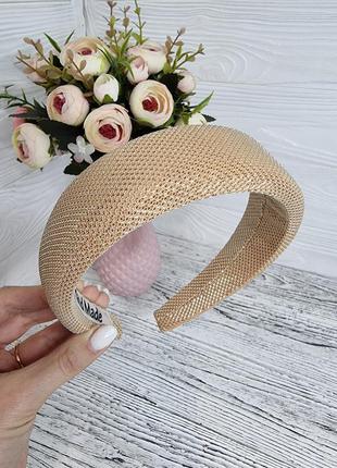 Обруч для волосся з люрексом об'ємний золотистий