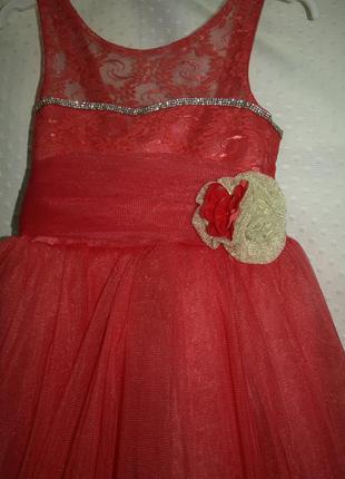Платье бальное красное3 фото