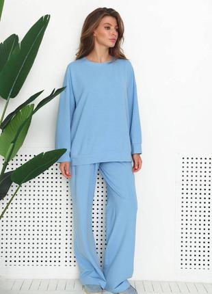 Жіночі вільні трикотажні штани прогулянкові блакитного кольору, розмір s, m, l, xl1 фото