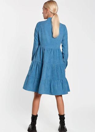 Женское вельветовое свободное платье голубое, размер s, m, l3 фото