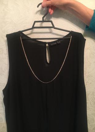 Батал большой размер чёрная шифоновая нарядная блуза блузка блузочка майка маечка8 фото