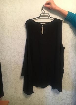 Батал большой размер чёрная шифоновая нарядная блуза блузка блузочка майка маечка10 фото