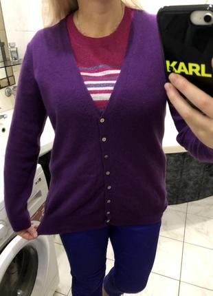 Шерстяной кардиган , мериносовая шерсть кашемир , германия , deep purple2 фото