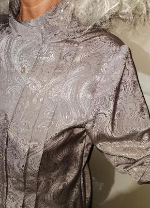 Блуза винтажная рубашка двубортная ретро атласная в узор пейсли st michael5 фото