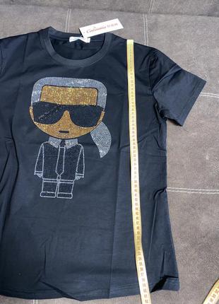 Футболка в стразах камнях karl lagerfeld m,l,xl6 фото