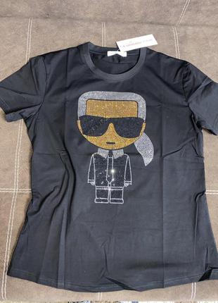 Футболка в стразах камнях karl lagerfeld m,l,xl9 фото