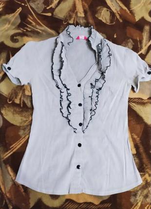 Рубашка блузка серая с рюшечками glem1 фото