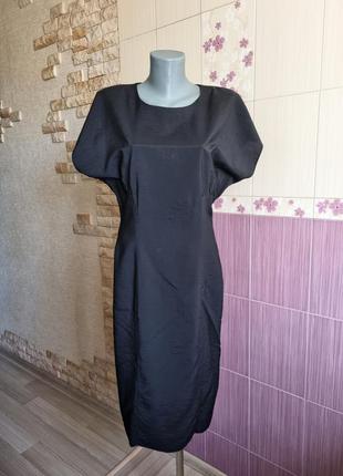 Чёрное винтажное шелковое футуристическое платье футляр в стиле cos2 фото