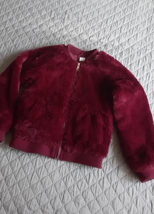 Дитяча куртка хутряна плюшева тепла світшот тедді бомбер шубка кожушок кофта светр еко хутро