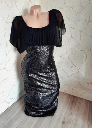 Вечірня сукня сукня чорне в паєтки,44 р.2 фото