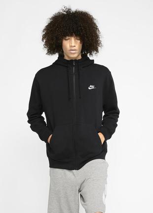 Толстовка мужская на флисе nike m nsw club hoodie fz bb bv2645-010