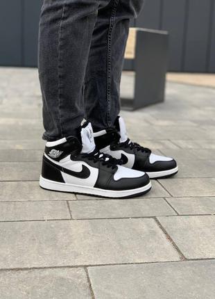 Nike air jordan 1 black/white (мех) мужские кроссовки зимние ❄️ найк аир джордан