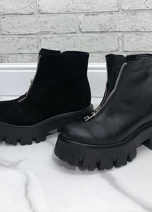 Черевики мартіна зі змійкою натуральна шкіра осінь зима \ черевики на змійці шкіра зима осінь