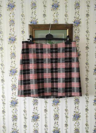 Юбка а клетку с люрексом демисезонная