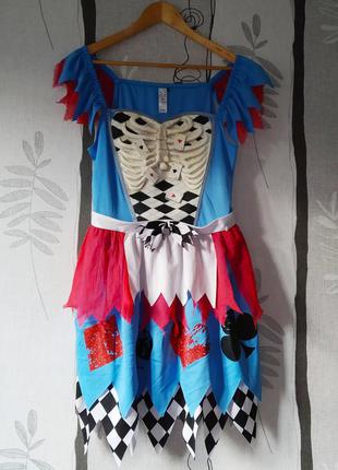 Карнавальное платье со скелетом на хеллоуин алиса в стране чудес размер 3206 16-18 euro 44-46 (л) george