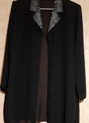 Стильный яркий кардиган ,прозрачный плотный шифон, парча, новый, 54 р.