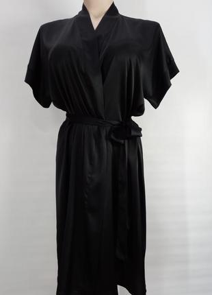 Нежнейший шелковый черный халатик на девушку el lukas мини размер л/хл. 48/501 фото