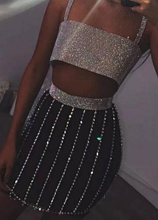 Розкішний люкс прикраса спідниця пояс камені стрази срібло