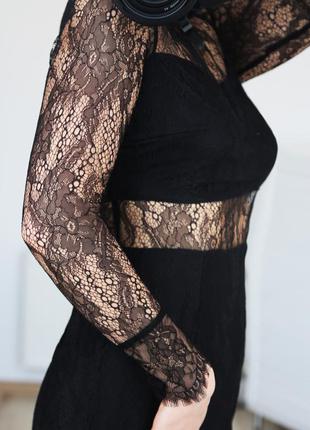 Нарядное мини платье черное ажурное платье с кружевом4 фото