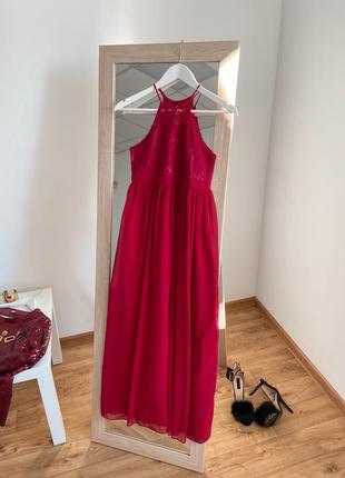 Бордовое вечернее платье макси