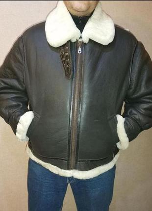 Дубленка кожаная лётная, американская в3, коричневая (brown)