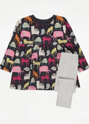 Яскравий брендовий костюмчик комплект для дівчинки штани реглан туніка george