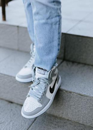 Кросівки air jordan 1 retro high grey кросівки9 фото