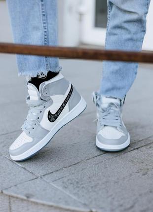 Кросівки air jordan 1 retro high grey кросівки8 фото