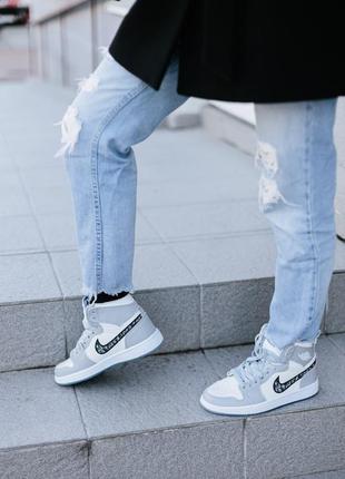 Кросівки air jordan 1 retro high grey кросівки10 фото