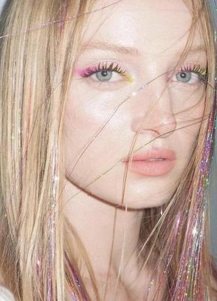 Блестящие пряди нити для волос металлизированные