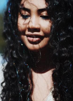 Блестящие пряди нити для волос металлизированные