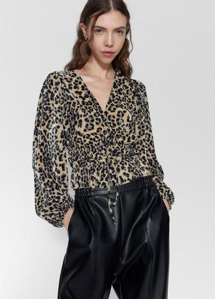 Женская стильная блуза плиссированный топ со сборками zara