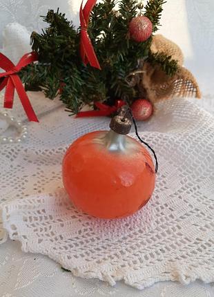 Мандаринка🎄🍊 елочная игрушка срср стеклянная в эмалях советская винтаж редкая новогодняя