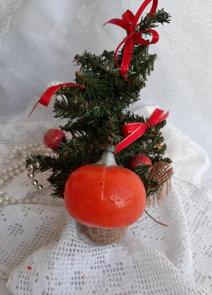 Мандаринка🎄🍊 елочная игрушка срср стеклянная в эмалях советская винтаж редкая новогодняя9 фото