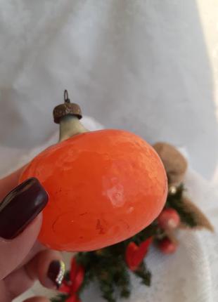 Мандаринка🎄🍊 ялинкова іграшка срср скляна в емалях радянська вінтаж рідкісна новорічна4 фото