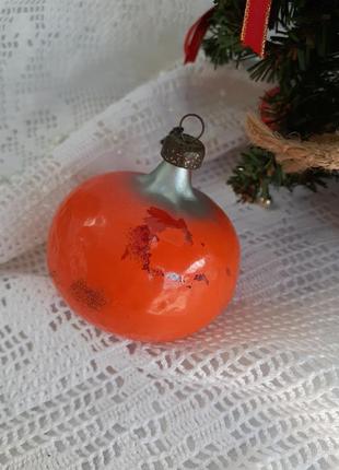 Мандаринка🎄🍊 елочная игрушка срср стеклянная в эмалях советская винтаж редкая новогодняя6 фото