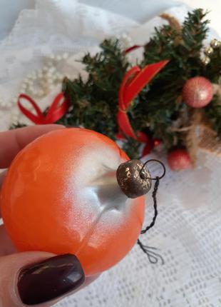 Мандаринка🎄🍊 ялинкова іграшка срср скляна в емалях радянська вінтаж рідкісна новорічна8 фото