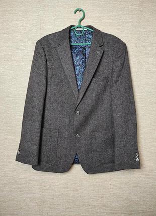 Твідовий теплий стильний вовняний піджак, жакет блейзер з вовною