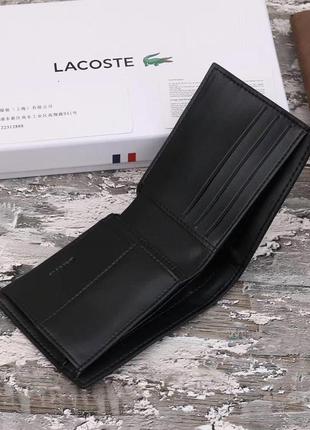 Чоловічий гаманець lacoste + картхолдер / подарунковий набір / чорний на подарунок6 фото