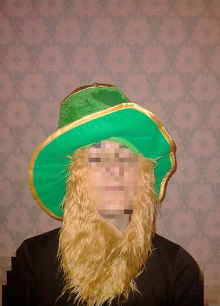 Карнавальная  зелёная шляпа шапка эльфа1 фото