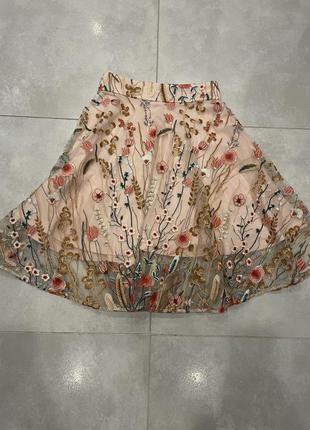 Пудровая юбка с вышивкой orsay6 фото