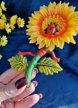 🌻🐞 соняшник з сонечком декоративний аксесуар динамічний квітка пластиковий3 фото