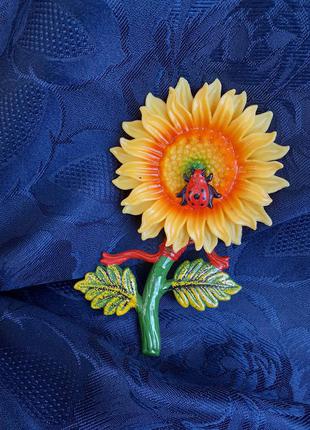 🌻🐞 соняшник з сонечком декоративний аксесуар динамічний квітка пластиковий6 фото