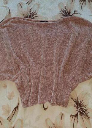 Велюровий укорочений светр плюшевий з рукавом "летюча миша"5 фото