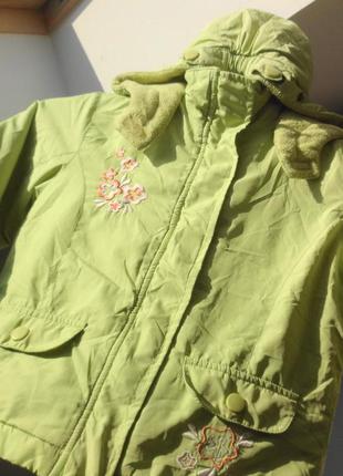 Papagino. нежнейшая салатовая деми куртка на флисе. 80 размер.