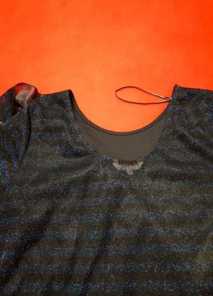 Люрексовая блузка блуза с открытой спиной рюшами черная синяя р m8 фото